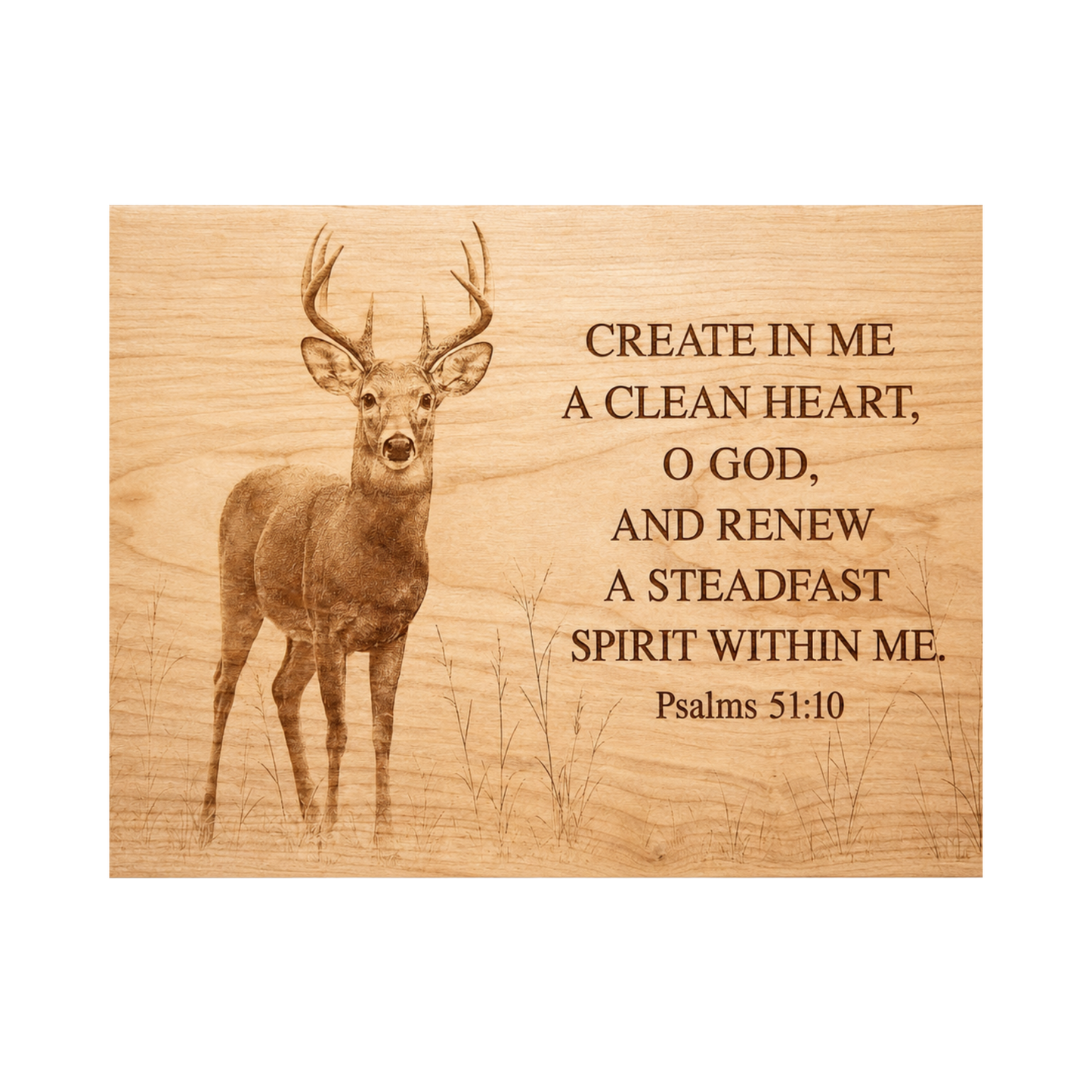 Psalm 51:10 Cherry Laser Engraved Plaque