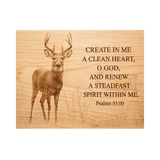 Psalm 51:10 Cherry Laser Engraved Plaque