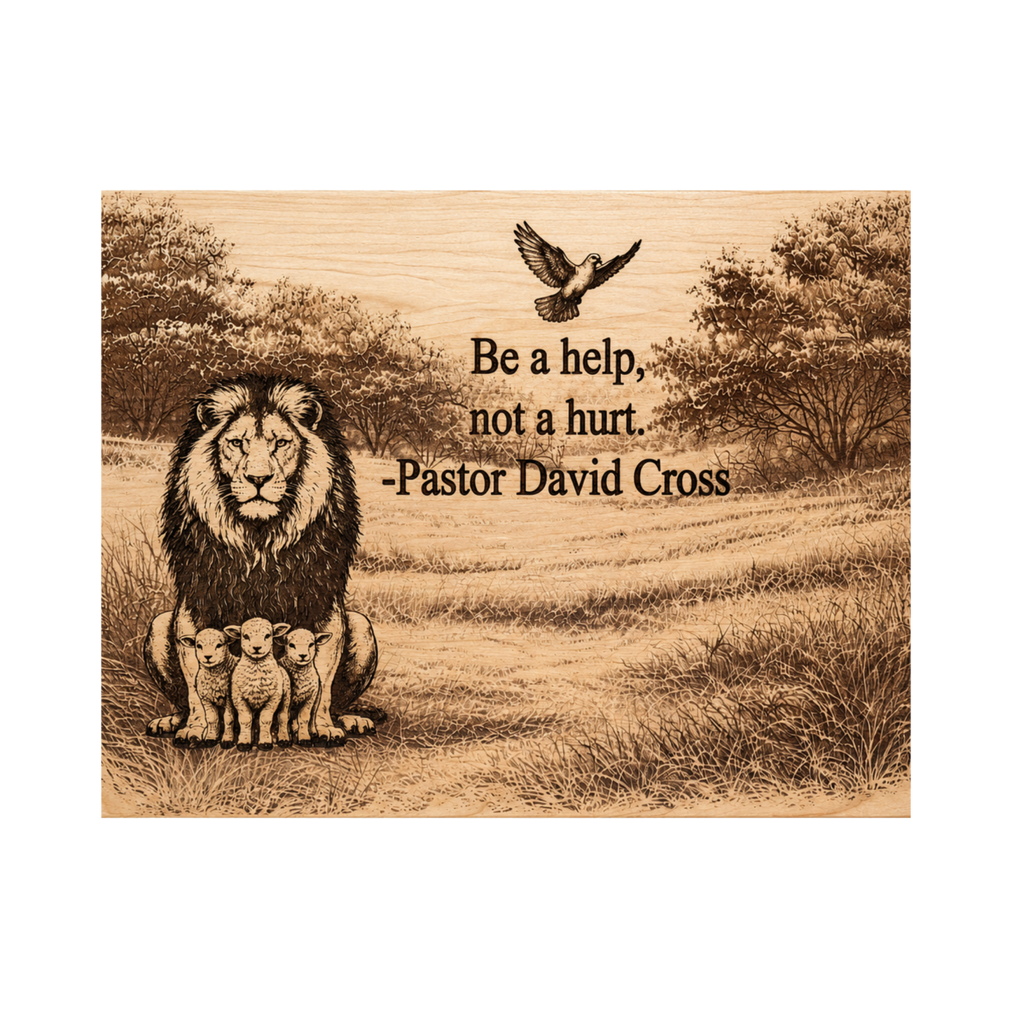 “Be a Help, Not a Hurt” Cherry Laser Engraved Plaque