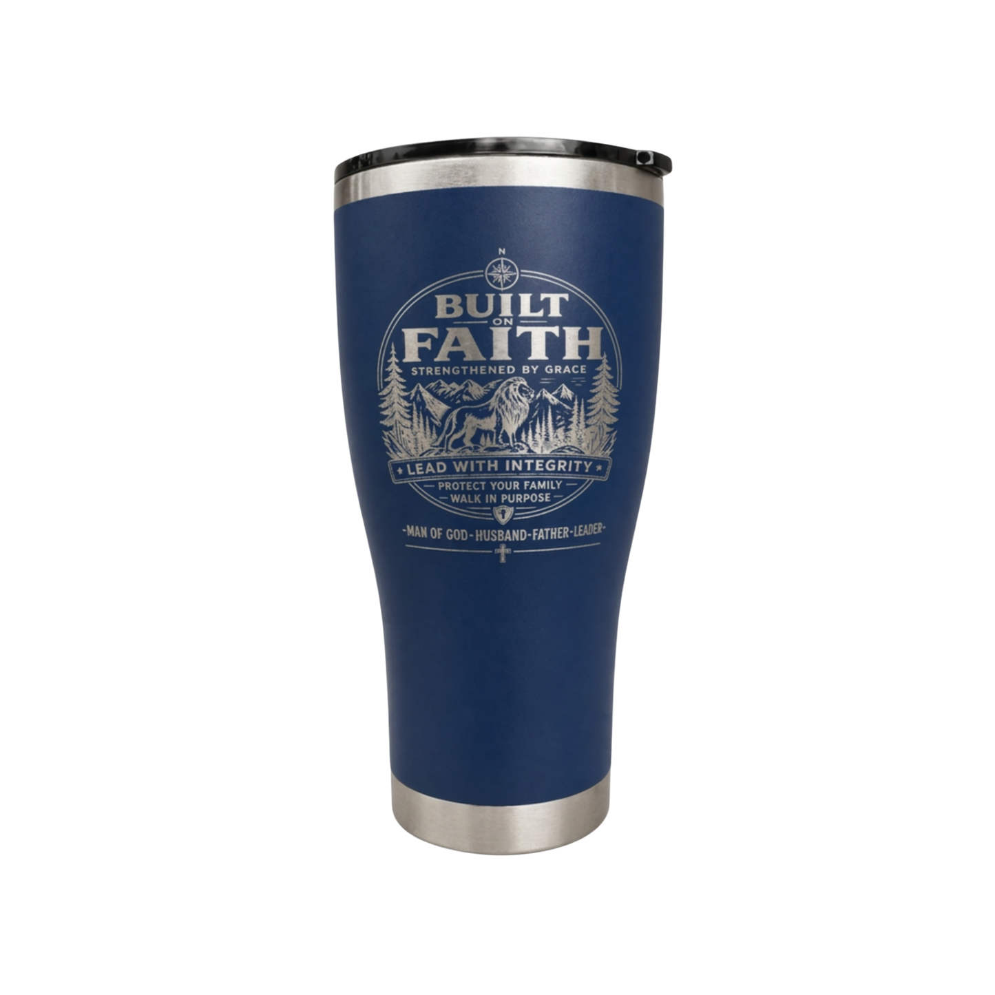 Built on Faith Engraved Tumbler – Small Logo Edition