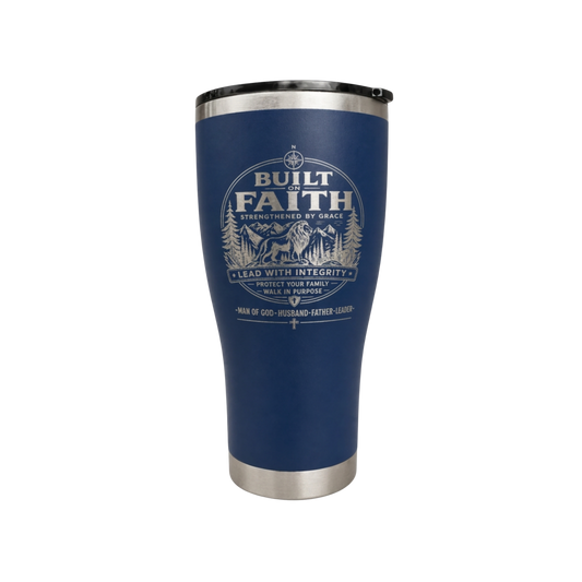Built on Faith Engraved Tumbler – Small Logo Edition