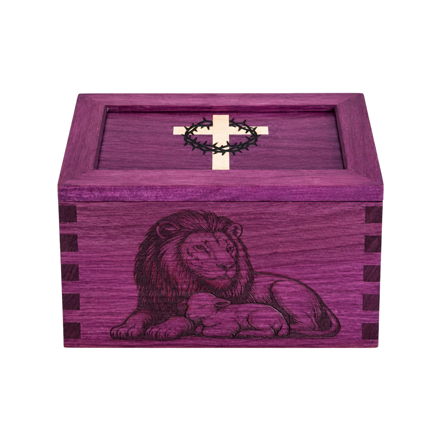 Lion & Lamb Purpleheart Keepsake Box